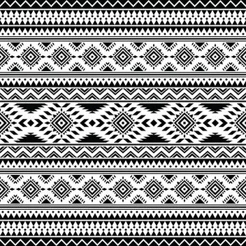 Aztec ethnic geometric vector background in black and white. Stock Illustration