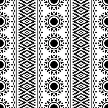 Aztec ethnic pattern texture design background in black white color Stock Illustration