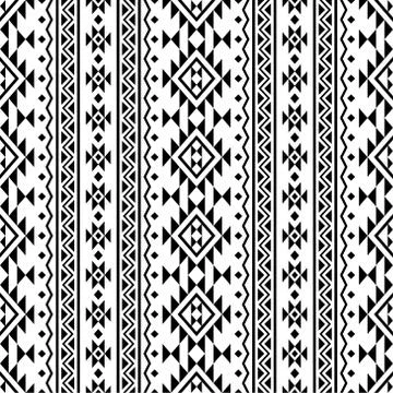 Aztec ethnic pattern texture design background in black white color Stock Illustration