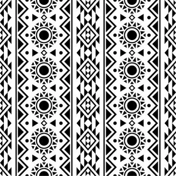 Aztec ethnic pattern texture design background in black white color Stock Illustration