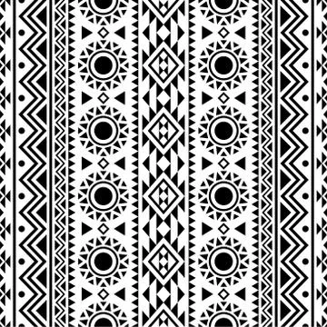Aztec ethnic pattern texture design background in black white color Stock Illustration