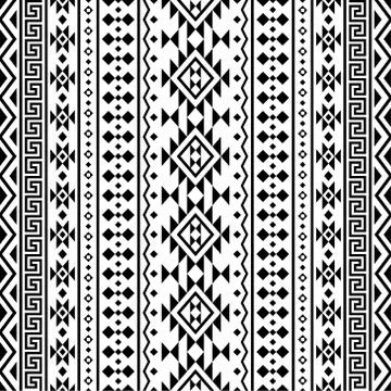 Aztec ethnic pattern texture design background in black white color Stock Illustration