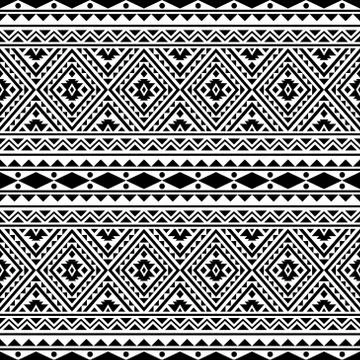 Aztec ethnic seamless pattern design in black and white color. Ethnic Illustr Stock Illustration