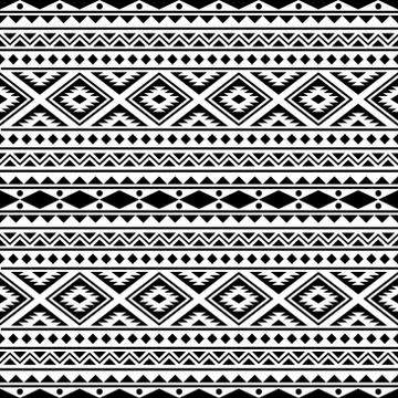 Aztec ethnic seamless pattern design in black and white color. Ethnic Illustr Illustrazione stock