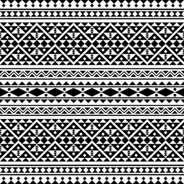 Aztec ethnic seamless pattern design in black and white color. Ethnic Illustr Illustrazione stock