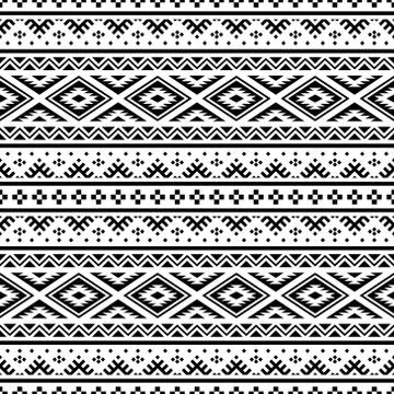 Aztec ethnic seamless pattern design in black and white color. Ethnic Pattern Stock Illustration