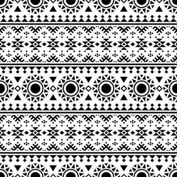 Aztec ethnic seamless pattern design in black and white color. Ethnic Pattern Illustrazione stock