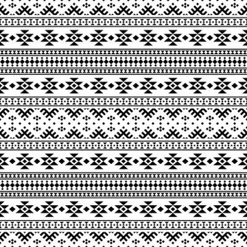 Aztec ethnic seamless pattern design in black and white color. Ethnic Pattern Stock Illustration