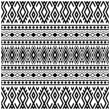 Aztec ethnic seamless pattern design in black and white color. Tribal Ethnic Stock Illustration