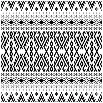 Aztec ethnic seamless pattern design in black and white color. Tribal Ethnic Stock Illustration