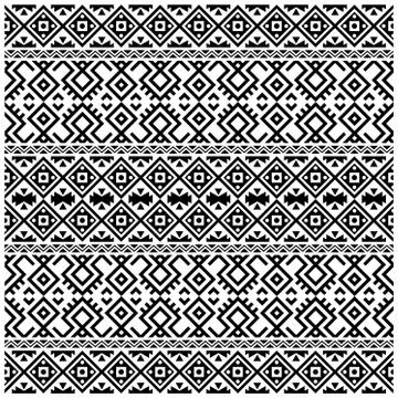 Aztec ethnic seamless pattern design in black and white color. Ethnic Illustr Stock Illustration