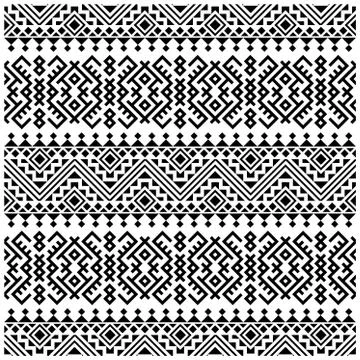 Aztec ethnic seamless pattern design in black and white color. Ethnic Illustr Stock Illustration