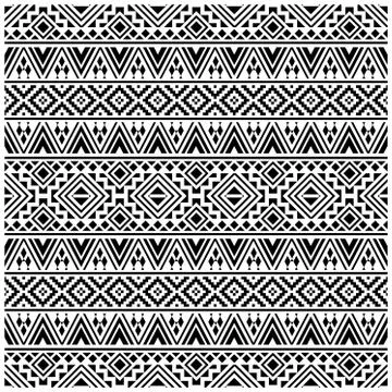 Aztec ethnic seamless pattern design in black and white color. Ethnic Illustr Illustrazione stock