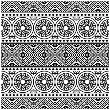 Aztec ethnic seamless pattern design in black and white color. Ethnic Illustr Stock Illustration