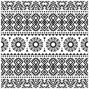 Aztec ethnic seamless pattern design in black and white color. Ethnic Illustr Stock Illustration