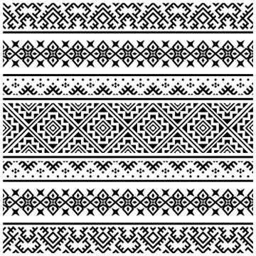 Aztec ethnic seamless pattern design in black and white color. Ethnic Illustr Stock Illustration