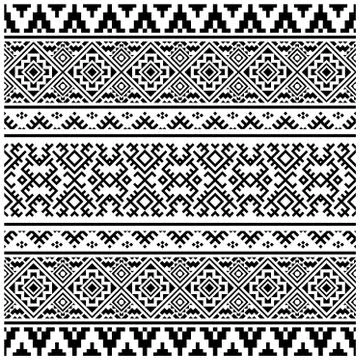 Aztec ethnic seamless pattern design in black and white color. Ethnic Illustr Stock Illustration
