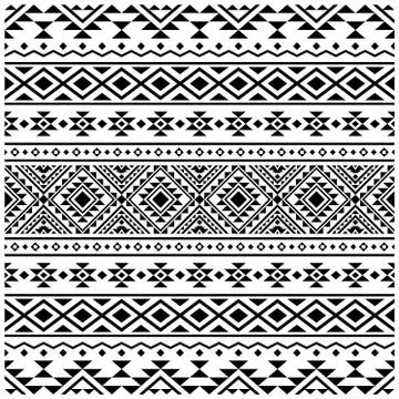 Aztec ethnic seamless pattern design in black and white color. Ethnic Illustr Stock Illustration