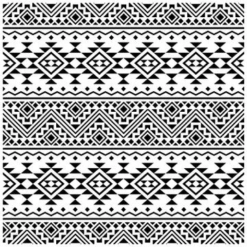 Aztec ethnic seamless pattern design in black and white color. Ethnic Illustr Stock Illustration