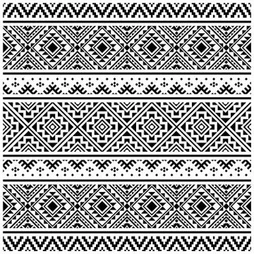 Aztec ethnic seamless pattern design in black and white color. Ethnic Illustr Stock Illustration
