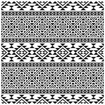 Aztec ethnic seamless pattern design in black and white color. Ethnic Illustr Stock Illustration