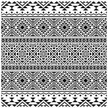 Aztec ethnic seamless pattern design in black and white color. Ethnic Illustr Illustrazione stock