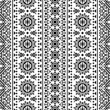 Aztec ethnic seamless pattern design in black and white color. Ethnic Illustr Stock Illustration