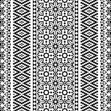 Aztec ethnic seamless pattern design in black and white color. Ethnic Illustr Stock Illustration