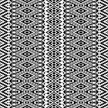 Aztec ethnic seamless pattern design in black and white color. Ethnic Illustr Stock Illustration