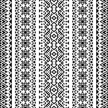 Aztec ethnic seamless pattern design in black and white color. Ethnic Illustr Stock Illustration