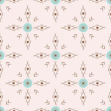 Aztec ethnic seamless pattern. Simple brawn native American tribal ornamental Stock Illustration