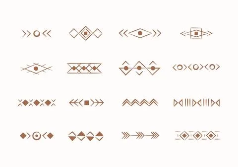 Aztec ethnic vector decorative element set. Native American, Mexican, wild west Stock Illustration