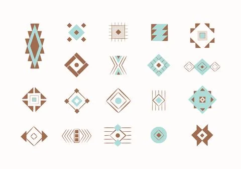 Aztec ethnic vector decorative element set. Native American, Mexican tribal Stock Illustration