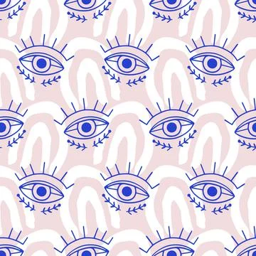 Aztec Evil eyes seamless pattern Stock Illustration
