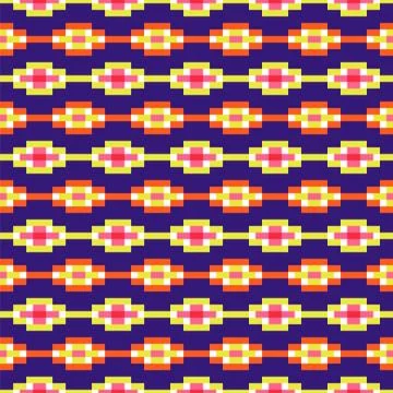 Aztec geometric seamless blue pattern pixel blocks shapes texture. Stock Illustration