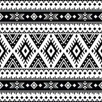 Aztec geometric seamless ethnic pattern. Black and white. Ornament traditional. Stock Illustration