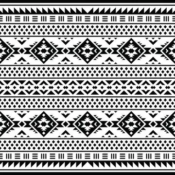 Aztec geometric seamless ethnic pattern. Folk monochrome style. Stock Illustration