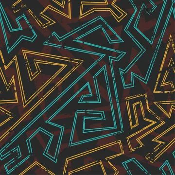 Aztec geometric seamless pattern with grunge effect Stock Illustration