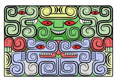 Aztec Gogs and Goddess Stock Illustration