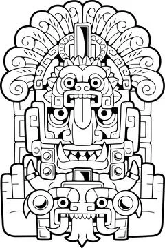 Aztec head ethnic pattern, coloring book Stock Illustration
