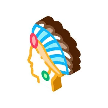 Aztec Headdress Isometric Icon Vector Illustration Illustrazione stock