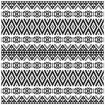 Aztec Ikat ethnic pattern vector in black and white color Stock Illustration