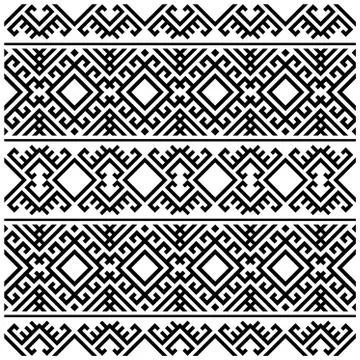 Aztec Ikat ethnic pattern vector in black and white color Stock Illustration