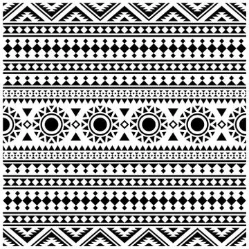 Aztec Ikat ethnic pattern vector in black and white color Stock Illustration