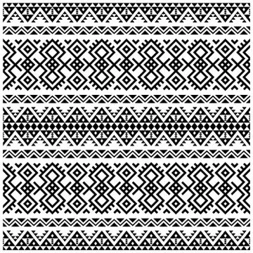 Aztec Ikat ethnic pattern vector in black and white color Illustrazione stock