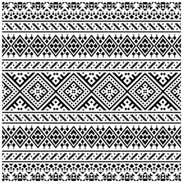 Aztec Ikat ethnic pattern vector in black and white color. Seamless Ethnic Pa Stock Illustration