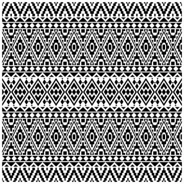 Aztec Ikat ethnic pattern vector in black and white color. Seamless Ethnic Pa Stock Illustration