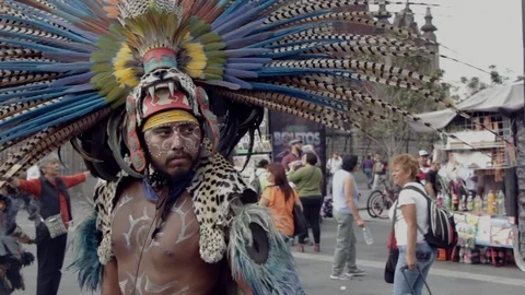 Aztec Man, Mexico City Stock Footage 94593360