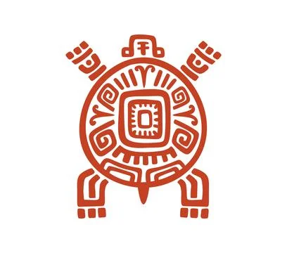 Aztec Mayan totem turtle, Maya Inca tribal symbol 库存插图