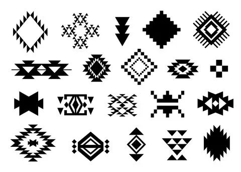Aztec Navajo Elements set Southwestern symbols Illustrazione stock